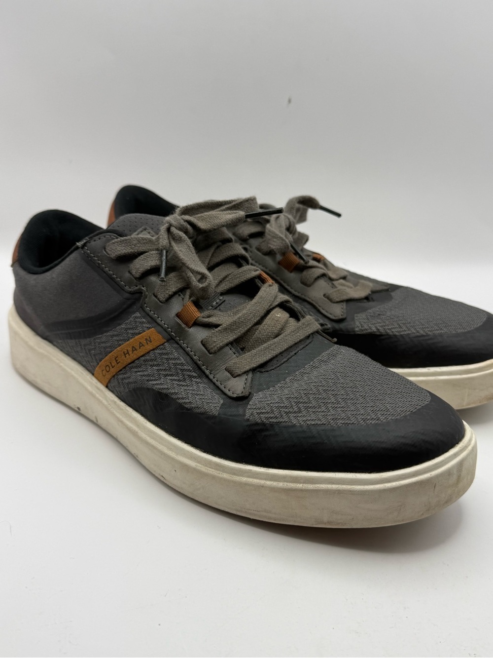 Cole Haan Gray and Black Men’s Low-Top Sneakers with Brown Accents